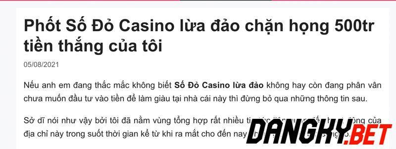 Nhà cái Sodo Casino lừa tiền người chơi